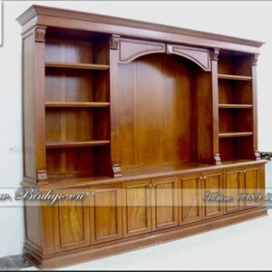Tủ tài liệu gỗ gõ đỏ của phòng giám đốc được các nhà thiết kế theo phong các tân cổ điển vừa hiện đại vừa giữ được sự sang trọng của chất liệu gỗ tự nhiên