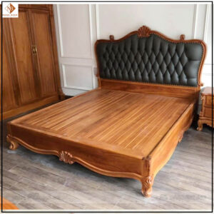 Mẫu giường ngủ tân cổ điển gỗ Gõ Đỏ năm 2023 được làm theo phong cách hiện đại, đơn giản và sang trọng