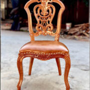 Ghế ăn tân cổ điển gỗ gõ đỏ mẫu ghế năm 2022. Được làm bằng ghế gõ Đỏ bọc ra Bò Italy nhập khẩu.
