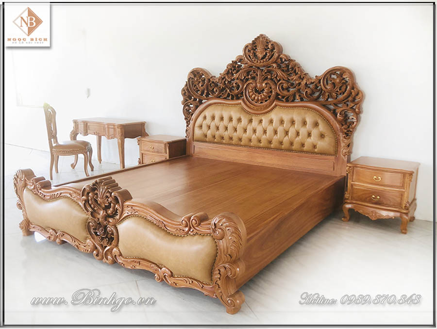 Mẫu giường tân cổ điển có kích thước 180x200cm. Đặc biệt phù hợp với không gian phòng ngủ thiết kế theo Style Classic ( Phong cách cổ điển hoặc tân cổ điển). 
