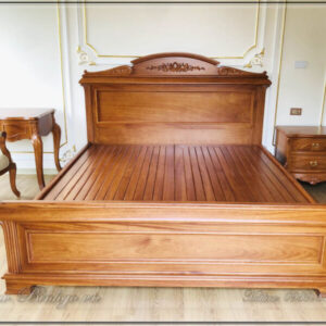 Giường ngủ tân cổ điển mẫu Italy năm 2023 được làm bằng chất liệu gỗ gõ đỏ phong cách đơn giản sang trọng