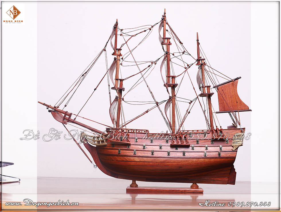 Mô hình thuyền gỗ hương quà tặng sếp sinh nhật - Gỗ Hương loại 40cm