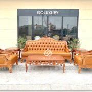 Sofa tân cổ điển gỗ gõ đỏ phòng làm việc giám đốc được sản xuất trên dây chuyền công nghệ hiện đại, quá trình mài dũa và trạm khắc đầy tỉ mỉ