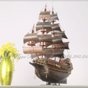 Mô hình thuyền buồm phong thủy gỗ Mun kích thước 80cm-1m