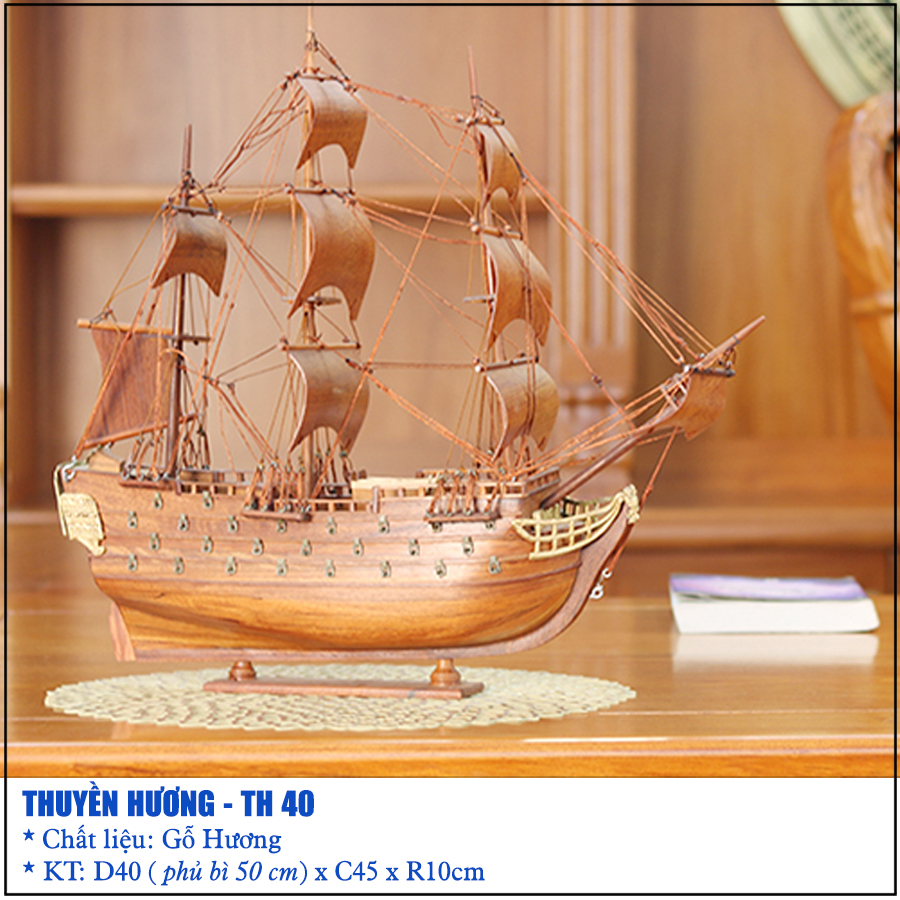 Báo giá thuyền buồm gỗ hương dài 40cm