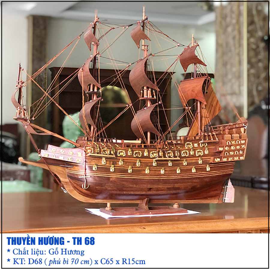 Báo giá thuyền buồm gỗ hương dài 68cm
